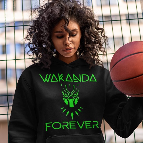 WAKANDA FOREVER NEON GREEN: DESIGN; UNISEX CUSTOM HOODIE - Picture 2 of 3